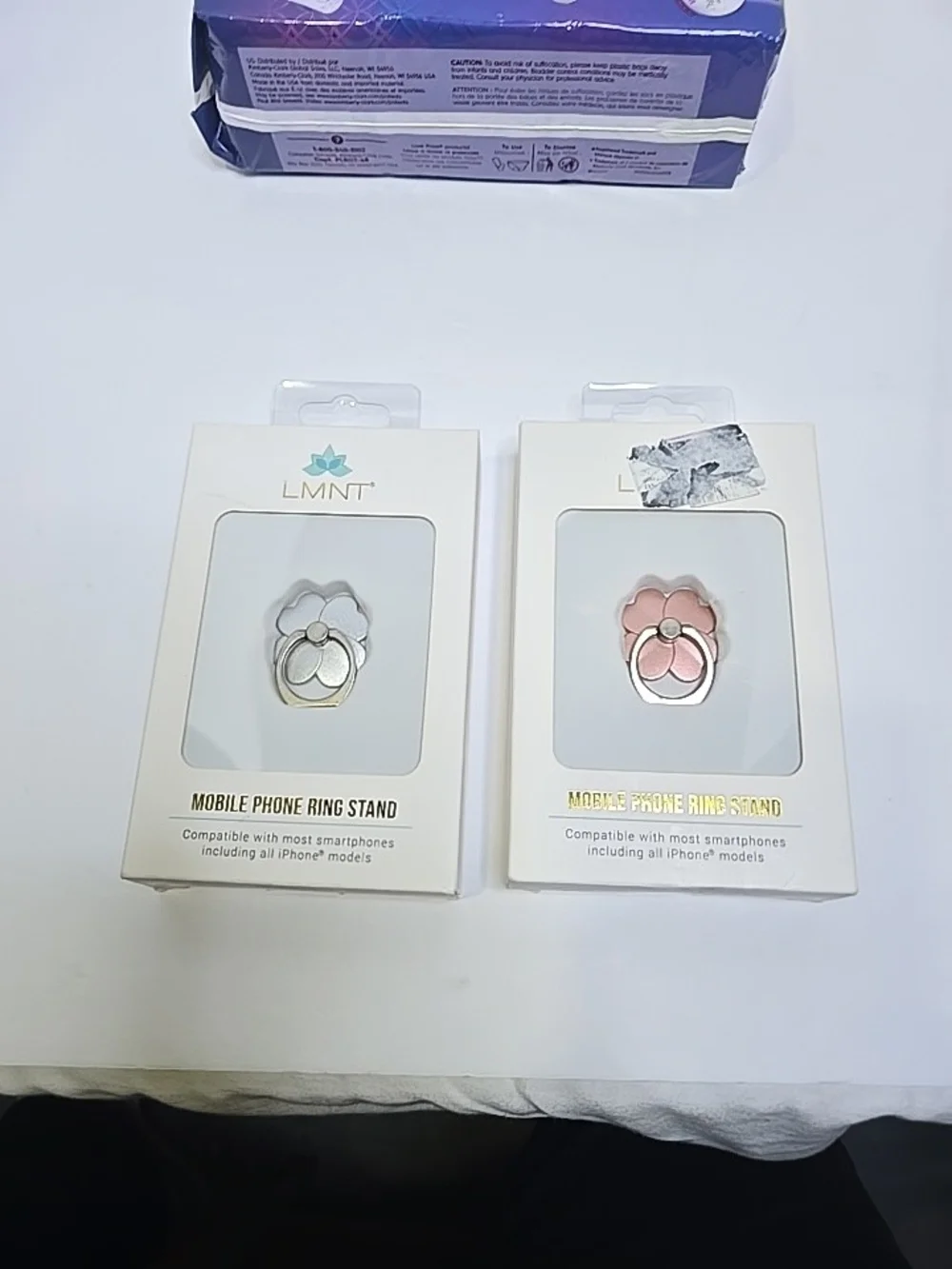 LMNT Floral Mobile Phone Ring Stand - Silver & Pink